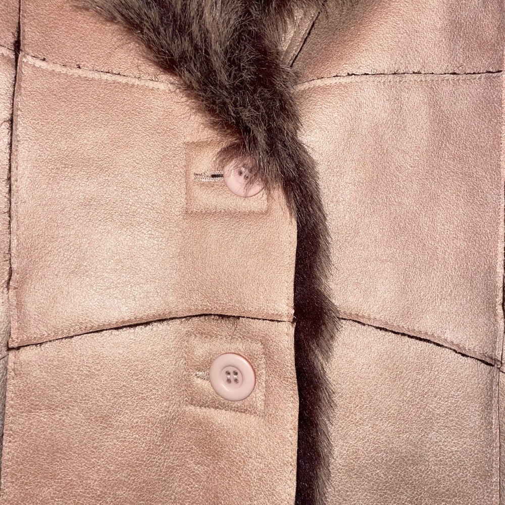 Marvin Richards Vintage Y2k Penny Lane Tan Teddy Jacket with Fur Trim - Picture 2 of 7